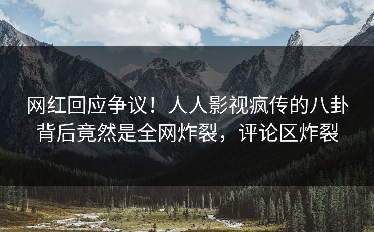网红回应争议！人人影视疯传的八卦背后竟然是全网炸裂，评论区炸裂