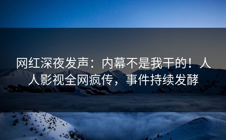 网红深夜发声：内幕不是我干的！人人影视全网疯传，事件持续发酵